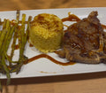 T- Bone With Yellow Rice & Asparagus